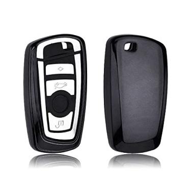 Imagem de WSWJDW TPU Car Key Case Cover Keychain Ring Key Bag, apto para BMW 520 525 f30 f10 F18 118i 320i 1 3 5 7 X3 X4 M3 M4 M5, preto