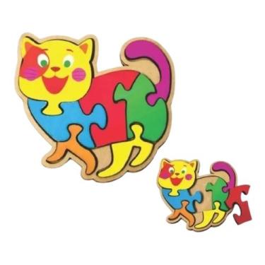 Imagem de Quebra Cabeça Divertido Infantil Pedagógico Gato - Cia Laser, Gato