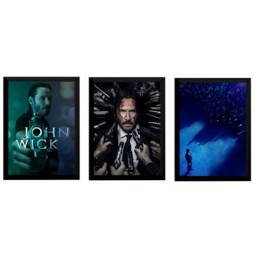 Imagem de Kit 3 Quadros John Wick Arte Filmes Posters Moldurados - Fanarte