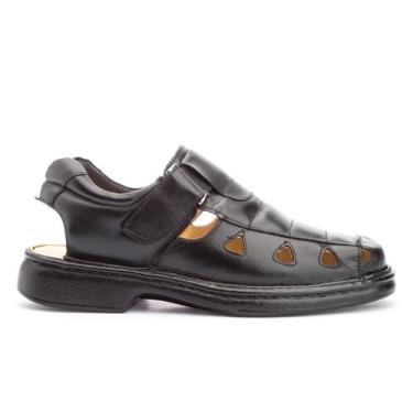 Imagem de Sandália Masculino Couro Legitimo Chinelo Qualidade Verão Confort 1200