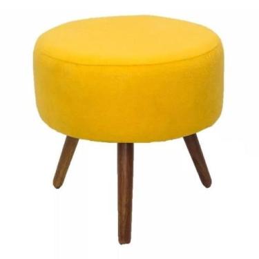 Imagem de Puff Banqueta Redondo Classic Suede Amarelo - DS Móveis - JBF Poltrona