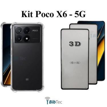 Imagem de Kit 2UN Película 3D de Vidro + Capa Transparente para Xiaomi Poco X6 5