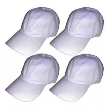 Imagem de Kit Com 4 Bonés Branco Liso Bordar Padeiro Açougueiro Supermercado Coz
