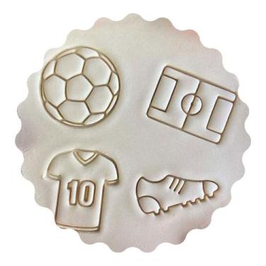 Imagem de Kit 4 Cortadores Futebol Bola Campo Chuteira e Camisa - DOCE IMPRESSO,