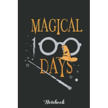 Imagem de Magical Days Of School 100th Day 100 Magic Wizard Notebook: Funny 100 Days Of School Gift Lined Notebook Confetti Writing Diary Planner Gift for Kids Teachers Children, Blank 110 Pages, 6x9 inches