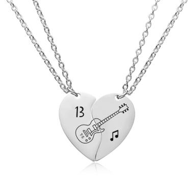 Imagem de Yooborn Colar combinando com 13 mãos de coração para 2 meninas, melhor amiga, irmã Taylor, artigos de amizade, joias de presente para 2 amantes de música Swifties., Aço inoxidável, Sem Pedra Preciosa