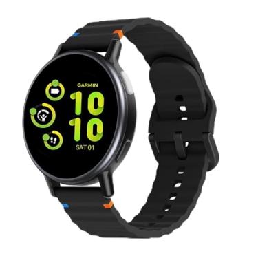 Imagem de Pulseiras de silicone compatíveis com Garmin Vivoactive 4/Venu 3/Venu 2 mulheres e homens, pulseira de borracha ondulada macia para Forerunner 265/255 Music de liberação rápida com linha de tecido