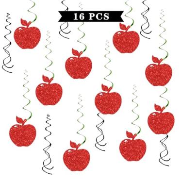 Imagem de Decorações em espiral para pendurar maçã de frutas - 16 peças de artigos de festa para chá de bebê - festa de aniversário de maçã infantil - noivado - flâmulas de casamento - enfeites de teto para