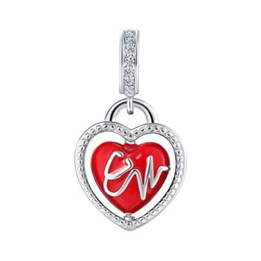 Imagem de QeenseKc Enfermeira Estetoscópio Música Médica Pingente Pingente Batimento Cardíaco Vida Pulso Contas Esmaltadas para Pulseira Pandora, Metal Cristal Strass esmalte Metal cristal Strass, Cristal