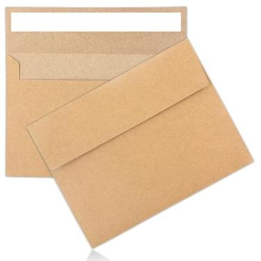Imagem de Envelopes A4 Kraft 100 pacotes de envelopes para cartões de 10 x 15 cm, autoselo para casamentos, cartões comemorativos, correspondências, convites, fotos, cartões postais