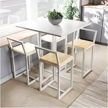 Imagem de Conjunto Mesa Branca 4 Cadeiras Pequena Pinus Industrial White