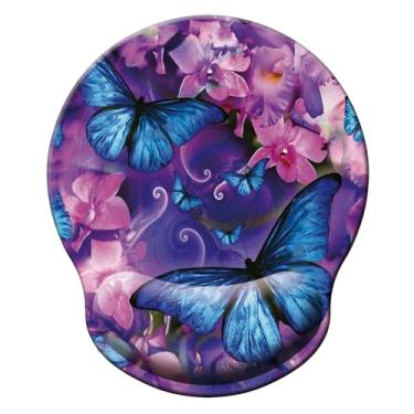 Imagem de Mouse pad com suporte de pulso, mouse pad ergonômico com almofada de descanso de pulso de espuma de memória, base de borracha antiderrapante para jogos em casa, escritório, computador, laptop, flores