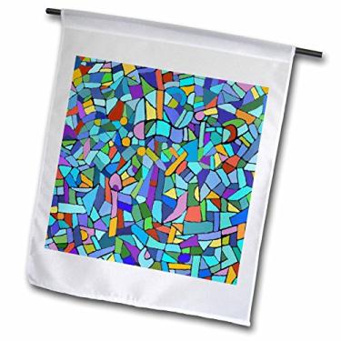 Imagem de 3dRose Estampa de mosaico brilhante vibrante e colorido inspirado em Gaudi azul - Bandeira de jardim, 45,7 x 68,5 cm