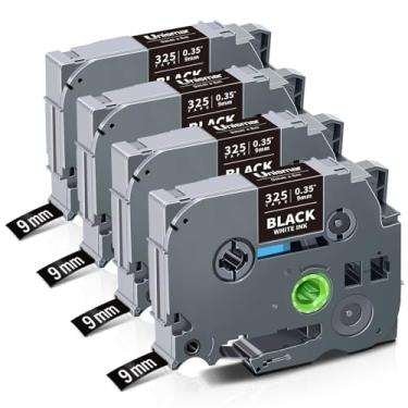 Imagem de Unismar TZe-325 compatível com Brother Ptouch 9 mm 0,35 laminado branco sobre fita preta TZ325 TZ fita para etiquetadora PTD220 PTD200 PTD210 PTD400 PTH100 PTH110 PT1280, 3/20.3 cm x 26,2', pacote com