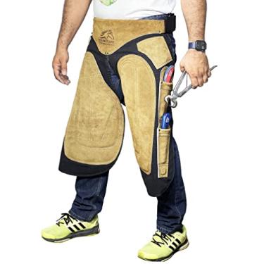 Imagem de Equine Care Avental Farrier – Couro e lona de camurça de vaca, cintura ajustável de 71 a 132 cm com suporte para as costas, bolsos para ferramentas e ímãs de unhas – 58,4 cm, 63,5 cm, 68,6 cm, 73,7 cm