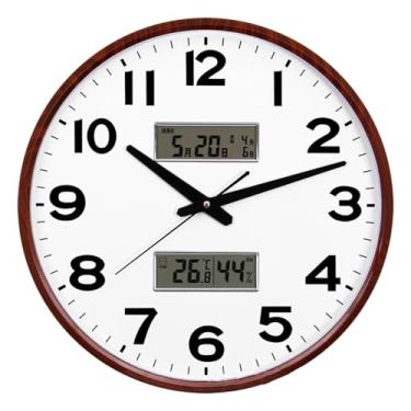 Imagem de Relógio de parede para quarto, relógio de parede grande | Relógio de parede de cozinha com display LCD digital de temperatura,Relógio de parede moderno decorativo preciso da cozinha para quarto, banhe