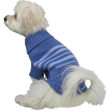 Imagem de Dogit Suéter listrado para cães, pequeno, azul
