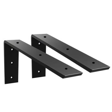 Imagem de Walwe Suporte De Bancada, Pacote Com 2 Unidades, 14", Resistente, 3/8" De Espessura, Suporte De Bancada Em Granito Preto, 14" X 6" X 2,5" De Prateleira, Suporte Em L, Corbels De Lareira Para Bancadas