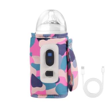 Imagem de Aquecedor de mamadeira portátil USB, Aquecedor de leite portátil - Aquecedores de garrafas USB portáteis - de calor para bebida de leite com aquecimento rápido com display de temperatura para viagens,