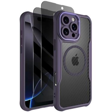 Imagem de Dahkoiz Capa para iPhone 16 Pro Max, compatível com MagSafe, com protetor de tela de privacidade X2, [proteção da câmera] [proteção contra quedas de 4,5 metros] Capa magnética fina e leve para iPhone