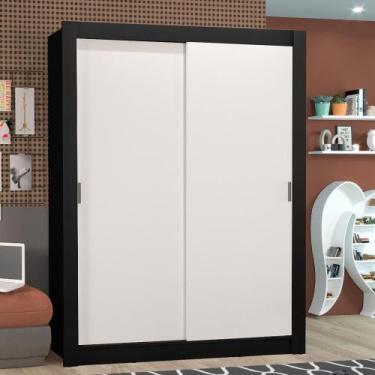 Imagem de Guarda-Roupa Solteiro Madesa Denver 2 Portas de Correr P, Preto/Branco