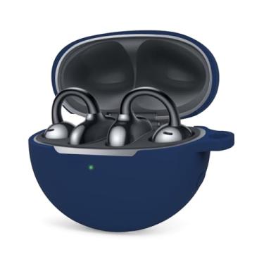 Imagem de WUWOCJ Capa protetora de silicone macio compatível com Huawei FreeClip, capa protetora com mosquetão (azul marinho)
