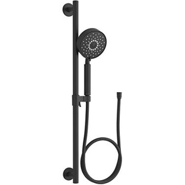 Imagem de KOHLER 22178-G-BL Purist Kit de chuveiro de mão com quatro funções de 76 cm, conjunto de chuveiro portátil com mangueira de 152 cm, barra deslizante e acabamento deslizante, 1,75 GPM, preto fosco