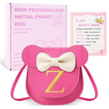 Imagem de izuzta Bolsa infantil para meninas 1 2 3 4 5 6 7 8 9 anos presente de aniversário linda mini bolsa de mouse bolsa transversal, Pequeno/Bolsa Rosa/Letra Glod, Z, Z