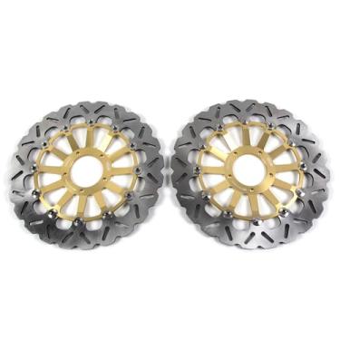 Imagem de 1 par de discos de freio dianteiros flutuantes compatíveis com Ducati 1098 2007-2008, 1098S 2007-2008, 1098 S Tricolor 2007-2008, peças de acessórios de motocicleta douradas