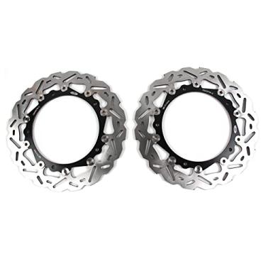 Imagem de 1 par de discos de freio dianteiros flutuantes de rotores compatíveis com BMW R1200RS 2015-2020, R1200RT 2005-2018, R1200S 2006-2011, R1200ST 2005-2008, R NINE T 2014-2021, R1200ST 2005-2008, R NINE T