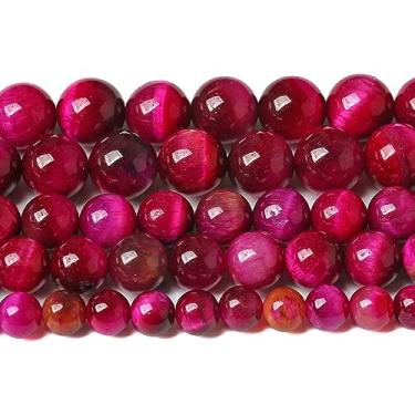 Imagem de 10 mm, 36 peças, contas naturais de pedra de olho de tigre rosa para fazer joias, pulseira faça você mesmo