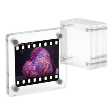 Imagem de GDSZDDXX 6 Pakcs Moldura de suporte de filme reverso para exibição de suportes magnéticos de acrílico para armazenamento de arquivo (35 mm)