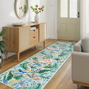 Imagem de Uphome Corredores florais para corredores, tapete de corredor de cozinha lavável de plantas tropicais 5 x 20 cm, antiderrapante, tapetes longos e macios para entrada baixa, tapete botânico vintage