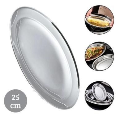 Imagem de Kit 10 Bandejas Oval Em Inox Para Porções e Saladas 25cm  - Em Casa Te