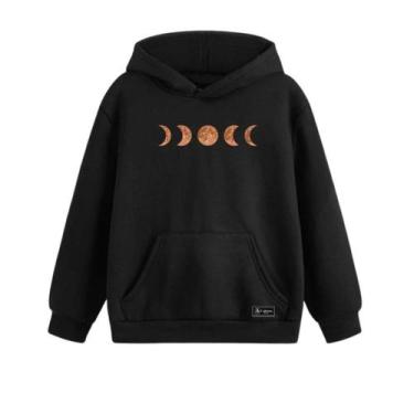 Imagem de Blusão Moletom Canguru Fases da Lua Infantil Personalizado com Capuz e