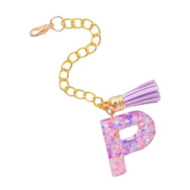 Imagem de HAPPYLIVE SHOPPING Acessórios de letras para copo Stanley, corrente de garrafa de água com letra, 1 peça de chaveiro fofo com pingente com borla para Stanley Tumbler para mulheres, Resina epóxi