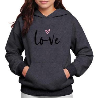 Imagem de Moletom Infantil Canguru Menina Algodão Estampa Love - Samcro Vestuári