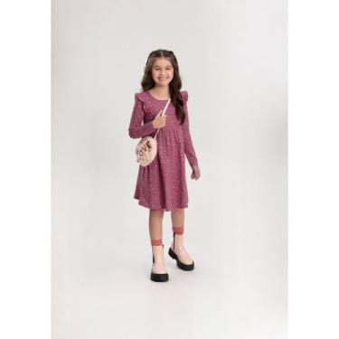 Imagem de Vestido Manga Longa Infantil Malha Alakazoo Ref. 65691, Rosa, 8