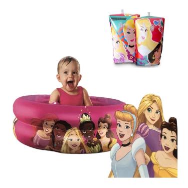 Imagem de Piscina inflável infantil princesas da Disney Com Boia Braço