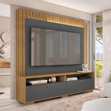 Imagem de Estante para Home Theater e TV até 70 Polegadas Fox 2 gv Mel e Preto