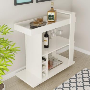 Imagem de Bar Com Espelho e Porta Taças e Garrafas Artely Amazonas Cor Off White