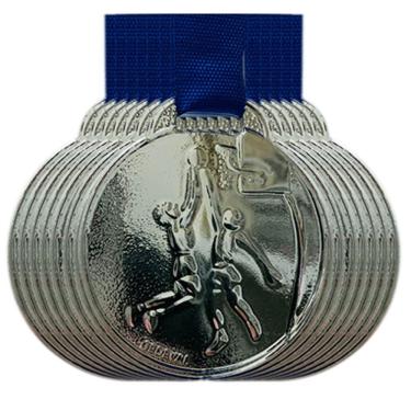 Imagem de Kit 100 Medalhas De Basquete Ouro Prata Bronze Escola 35mm prata