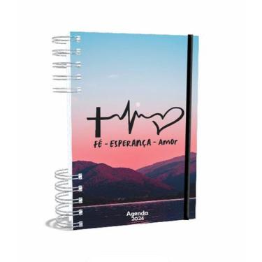 Imagem de Agenda Gospel Cristã 2024  - fé, esperança e amor -  A5 2024 - Um Vers