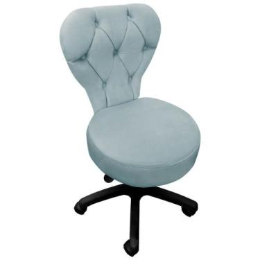 Imagem de Cadeira Mocho Soft Para Estética E Extensão De Cílios Veludo Azul Turq