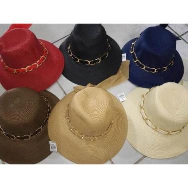 Imagem de Chapeu De Praia De Palha Entrancado feminina uso praia verao - oem, CO