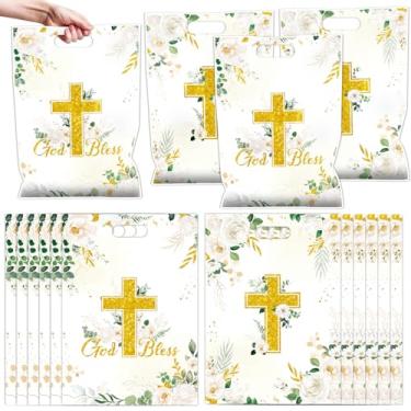 Imagem de Falueqg Sacolas de lembrancinhas de festa de batismo - lembrancinhas de primeira comunhão a granel para convidados reutilizáveis, sacos de piñata surpresa para festa de batismo para pipoca de