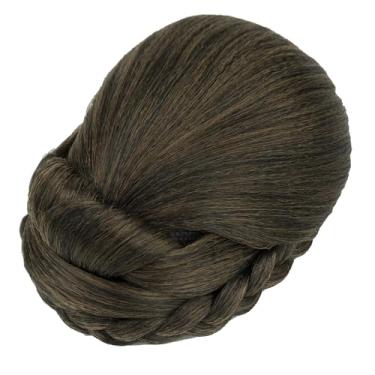 Imagem de IMISSU Cobertura de cabelo trançado chignon dançarina rosquinha pedaços de cabelo scrunchies coque de cabelo peruca grampos updo (M2 Castanho Misto)