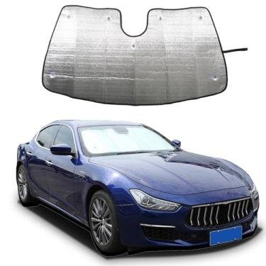 Imagem de Heutamo Para-brisa compatível com Maserati Ghibli 2017-2023, protetor de viseira com bloqueador de calor para janela frontal, protetor de viseira refletivo, mantém seu carro mais frio, 1 peça
