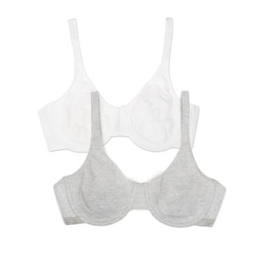 Imagem de Fruit of the Loom Sutiã feminino de algodão elástico extremo confortável, Cinza mesclado/branco 86ck, 38C