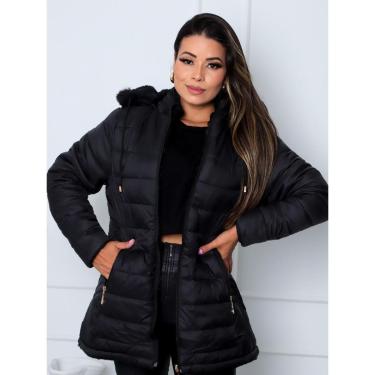 Imagem de Jaqueta ParKa Feminina Dupla Face Nylon/Peluciada Cor:;Tamanho:G1-Feminino